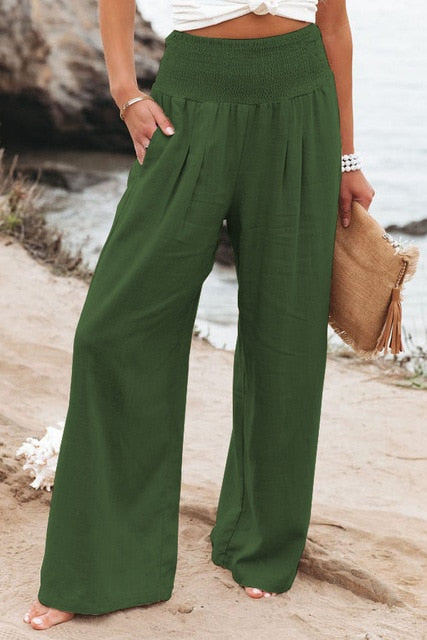 Cotton Linen Long Trousers with Pockets