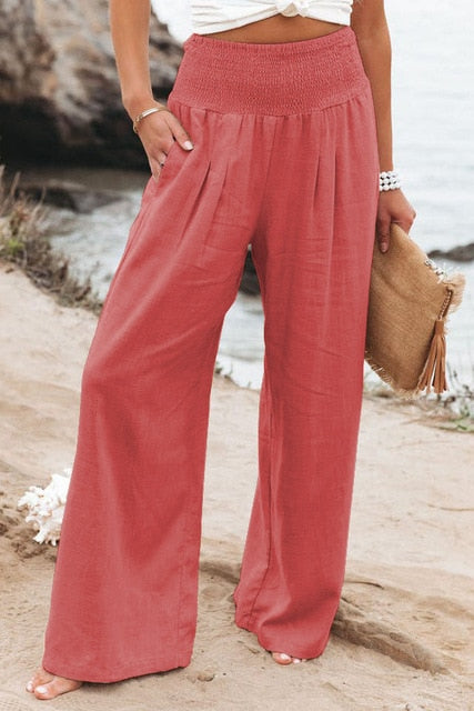 Cotton Linen Long Trousers with Pockets