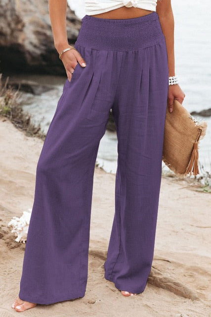 Cotton Linen Long Trousers with Pockets