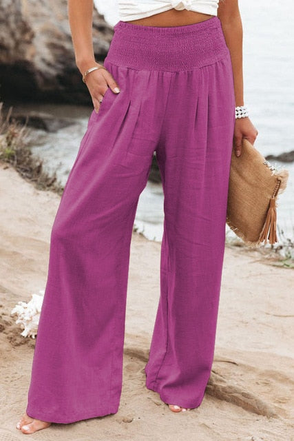 Cotton Linen Long Trousers with Pockets