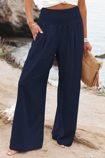 Cotton Linen Long Trousers with Pockets
