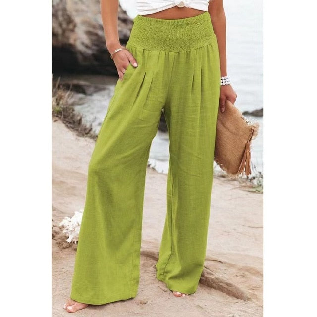 Cotton Linen Long Trousers with Pockets