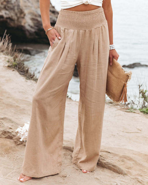 Cotton Linen Long Trousers with Pockets